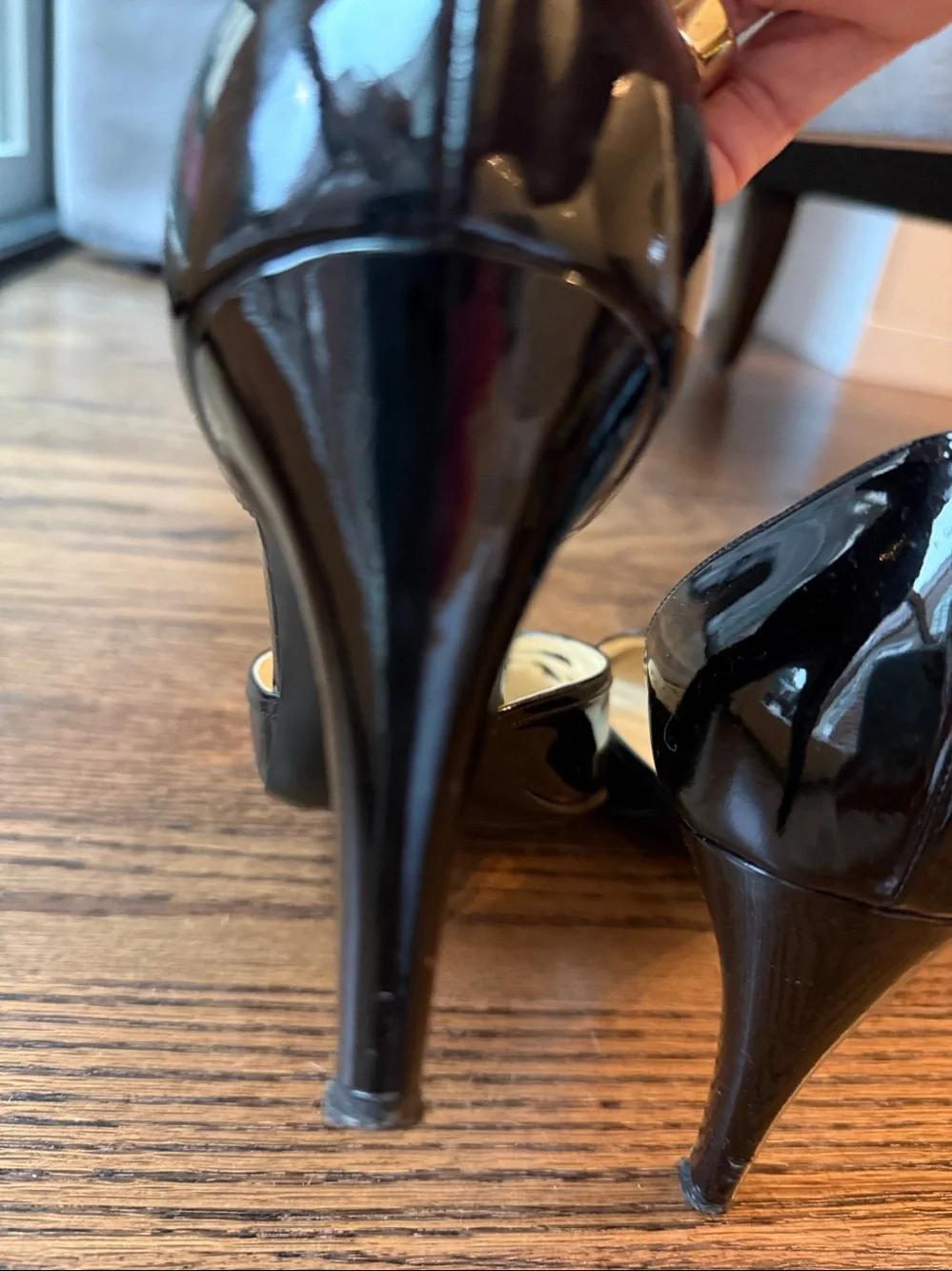 CHANEL Black Patent Leather Strappy D'Orsay Heels size 40.5